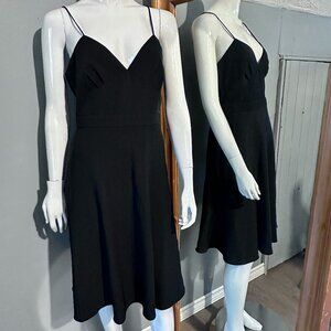 J.Crew Black Midi Dress Size 6 Spaghetti Strap Fit & Flare